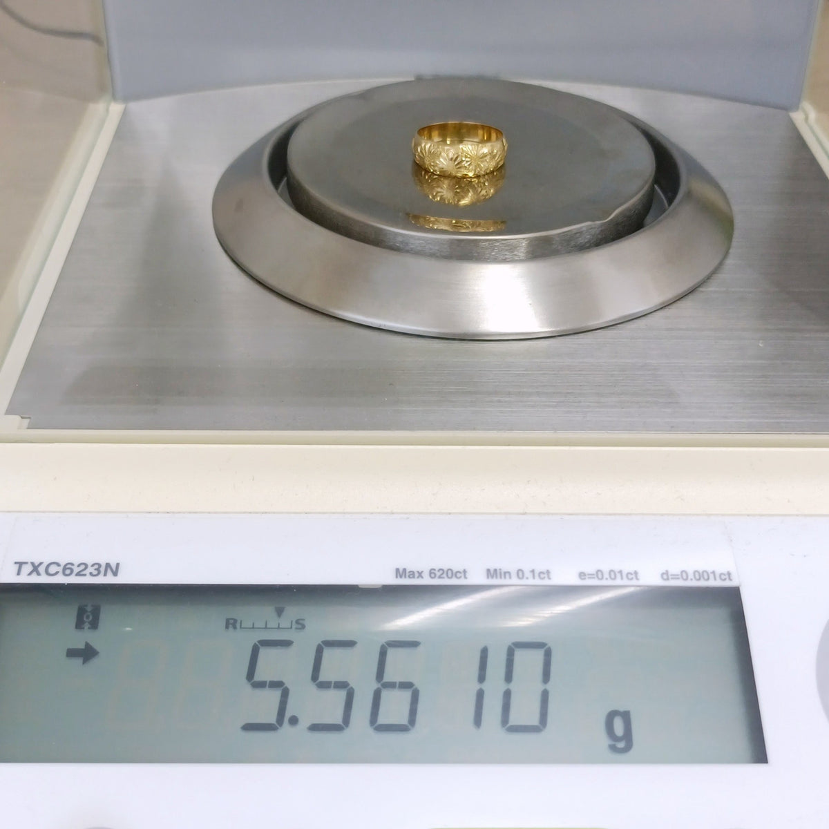 18金 K18 男女兼用 ひまわり 彫金リング 5.56g 16号 Z2945