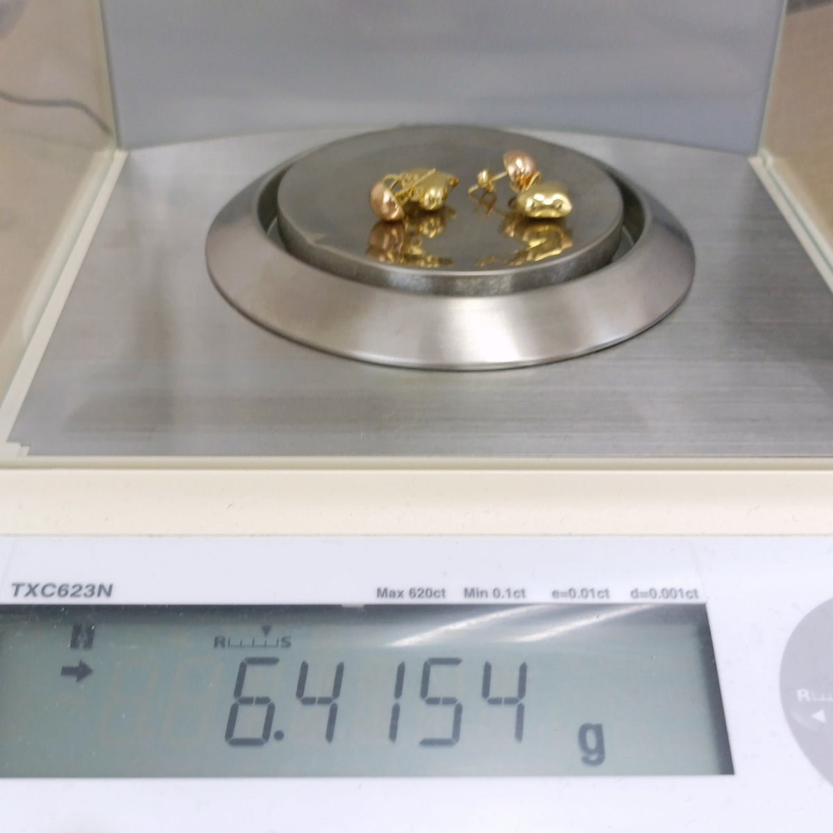 18金 K18 イタリー ダブルカラーピアス 6.41g Z2291
