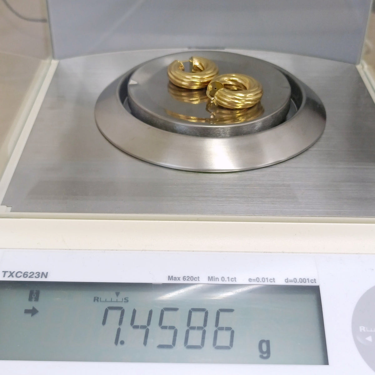 18金 K18 イタリー 大振り 中空ピアス 7.45g Z1949