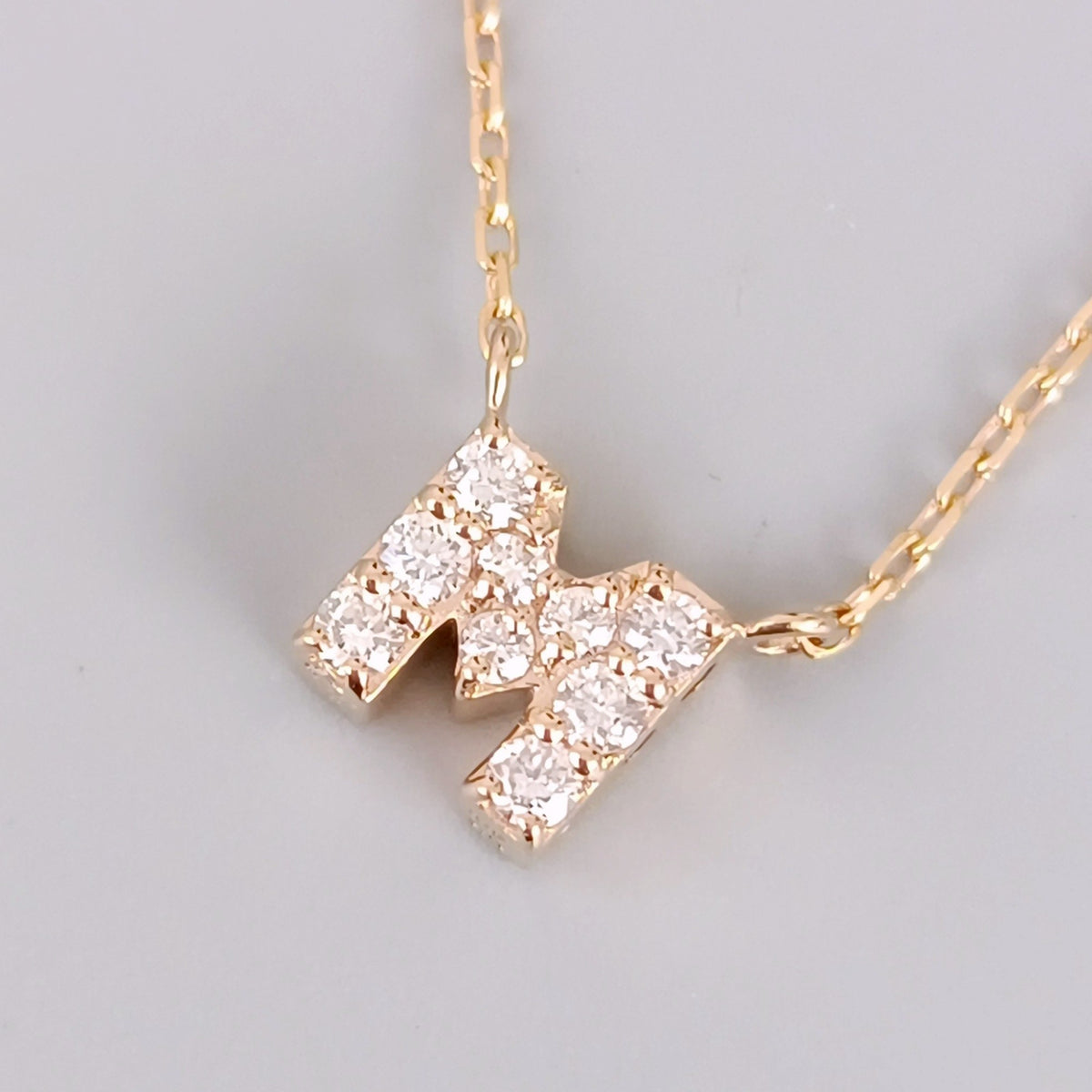 18金 K18  ダイヤ0.1ct アルファベットネックレス 1.52ｇ 39㎝ Z1837