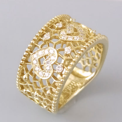 18金 K18 ダイヤ0.23ct デザインリング 7.08ｇ 11～12号 Z2972