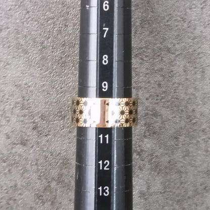 18金 K18 男女兼用 和柄 麻の葉模様 魔除け 厄除け 9.88ｇ10号  Z2787