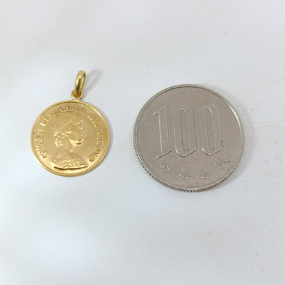 18金 K18 男女兼用 エリザベス金貨モチーフ ネックレストップ 1.96ｇ Z1888