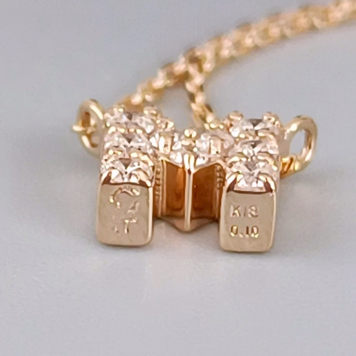 18金 K18  ダイヤ0.1ct アルファベットネックレス 1.52ｇ 39㎝ Z1837