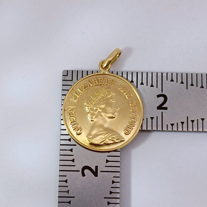 18金 K18 男女兼用 エリザベス金貨モチーフ ネックレストップ 1.96ｇ Z1888