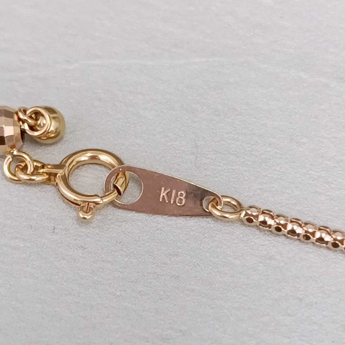 18金 K18PG 男女兼用 カットポンパチェーンネックレス スライド式 4.06ｇ 46㎝  Z2474