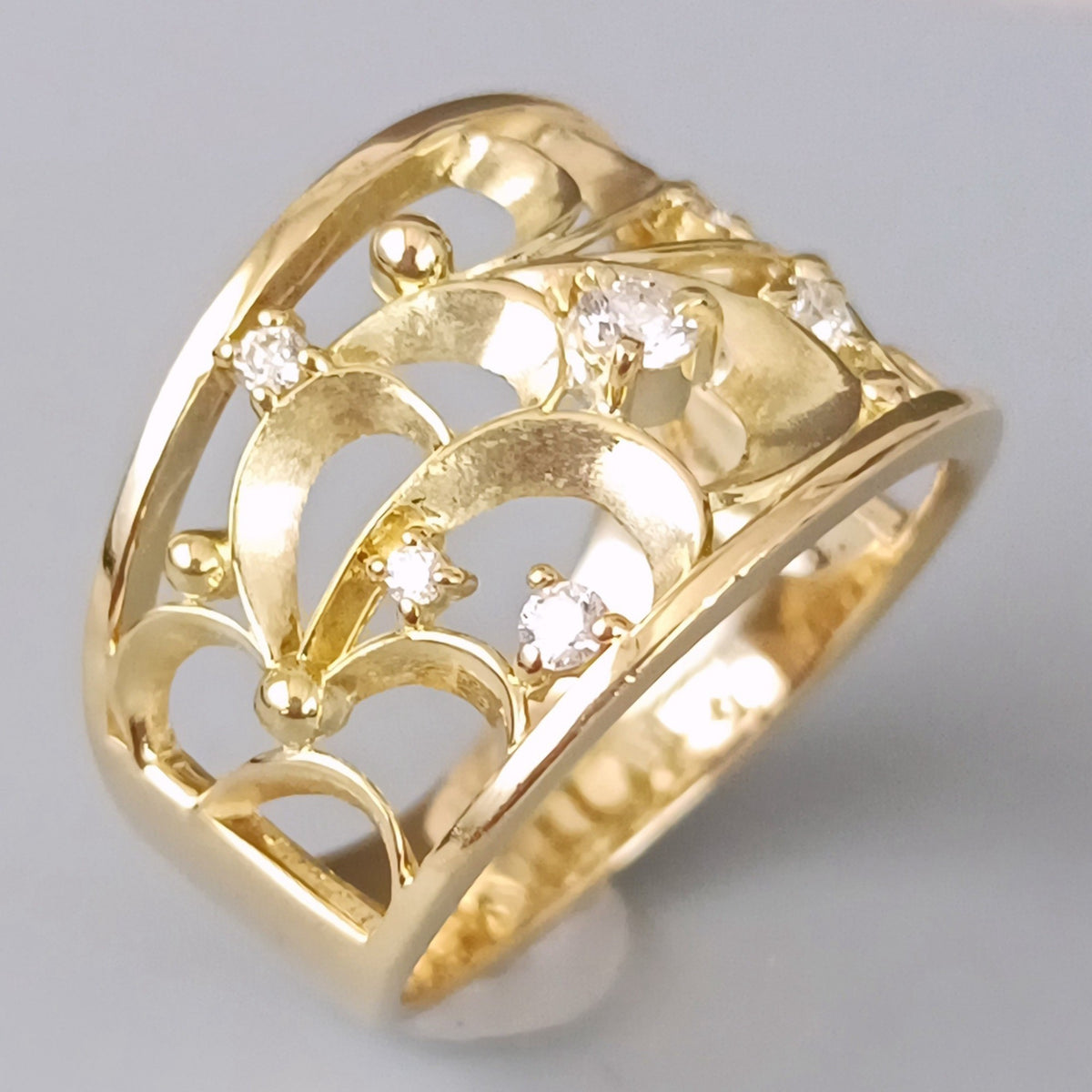 18金 K18 男女兼用 ダイヤ デザインリング 5.67ｇ 11～12号 Z2781