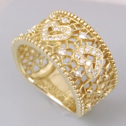 18金 K18 ダイヤ0.23ct デザインリング 7.08ｇ 11～12号 Z2972