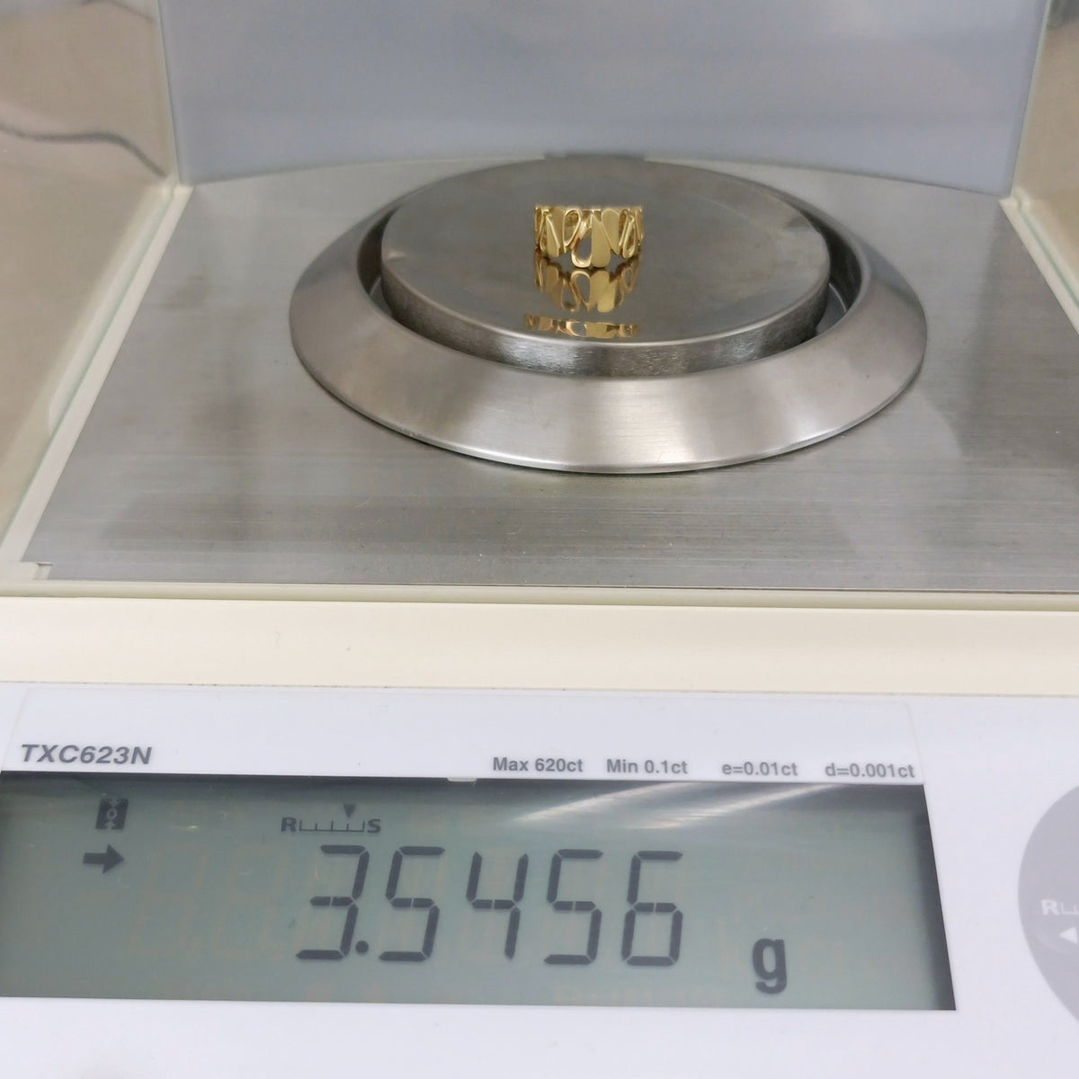 18金 K18 男女兼用 造幣局 田中貴金属 艶消し&鏡面 リング 3.54ｇ 12号 Z2413