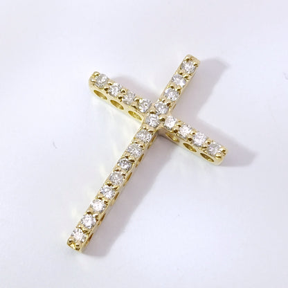18金 K18 男女兼用 十字架クロス ダイヤ0.3ct ネックレストップ 2.15ｇ Z3035