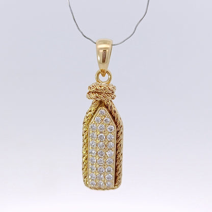 18金 K18 男女兼用 ダイヤ0.3ct デザインネックレストップ 3.56ｇ Z2773