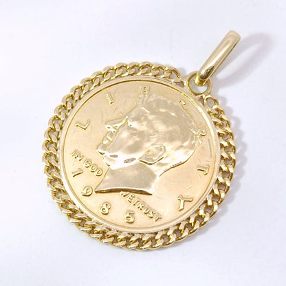 18金 K18 男女兼用 エリザベス金貨モチーフ ネックレストップ 1.97ｇ Z1889