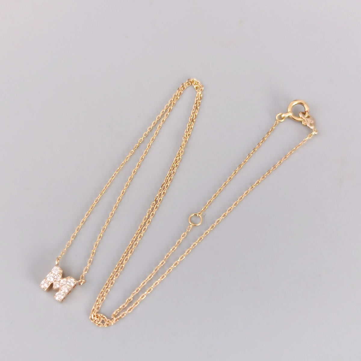 18金 K18  ダイヤ0.1ct アルファベットネックレス 1.52ｇ 39㎝ Z1837