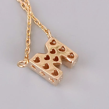 18金 K18  ダイヤ0.1ct アルファベットネックレス 1.52ｇ 39㎝ Z1837