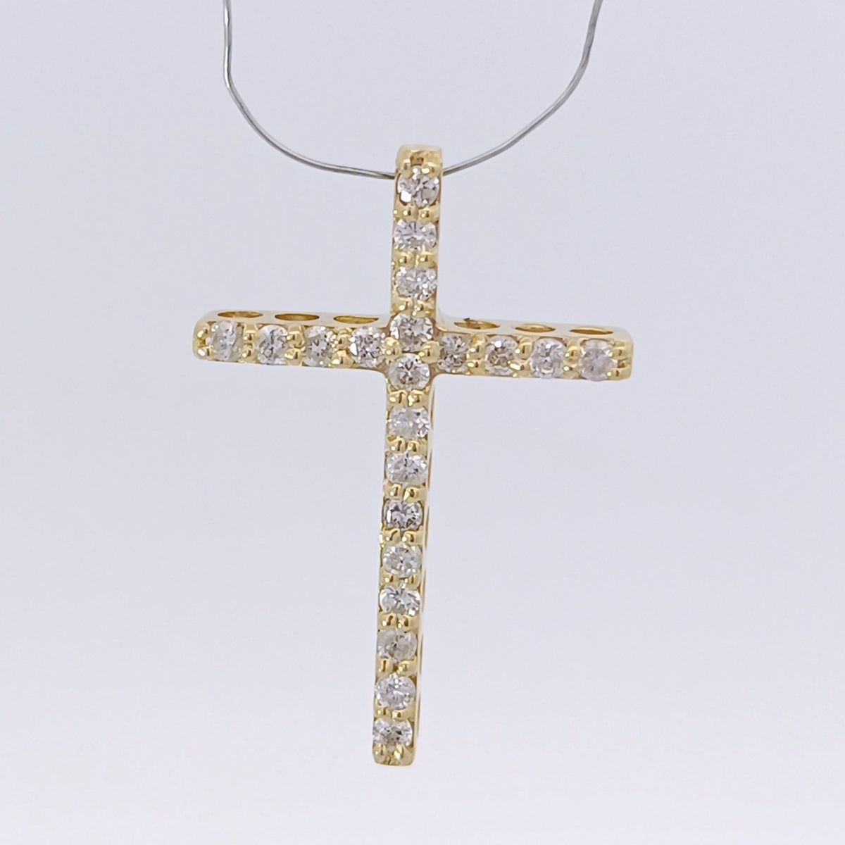 18金 K18 男女兼用 十字架クロス ダイヤ0.3ct ネックレストップ 2.15ｇ Z3035