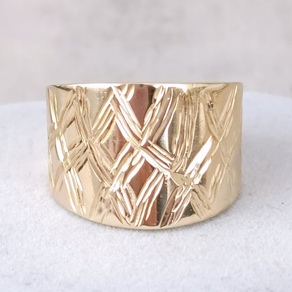 18金 K18 男女兼用 イタリー 幅広リング 4.48ｇ 13号 Z2417