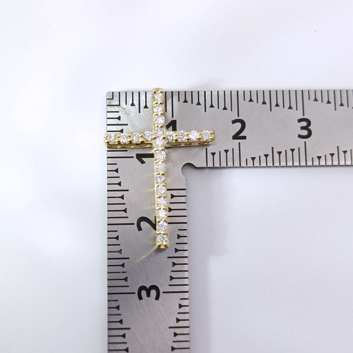 18金 K18 男女兼用 十字架クロス ダイヤ0.3ct ネックレストップ 2.15ｇ Z3035