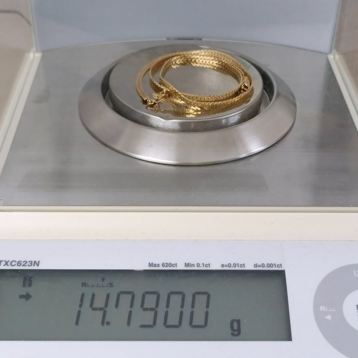 18金 K18 男女兼用 ウノアエレ 鏡面&艶消し ヘリボーン ネックレス 14.79ｇ 43㎝Z2174